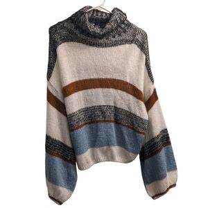 💥 SHEIN Striped Multicolor Knitted Turtleneck Sweater 4